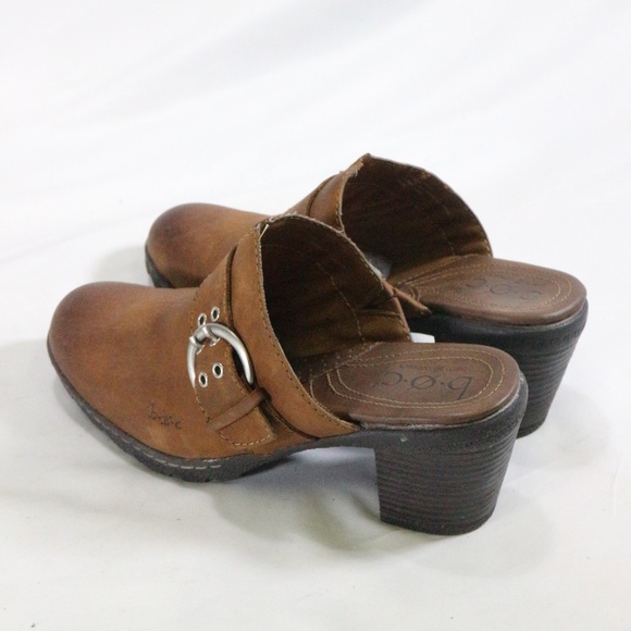 BORN SHOES Brown Leather Buckle Strap Mules Sz 7 US Women - Picture 3 of 8